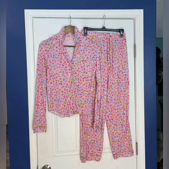 Crickle Daisy Other - CRICKLE DAISY pink Lucky Charm print pajamas - XS